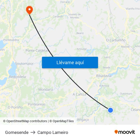 Gomesende to Campo Lameiro map