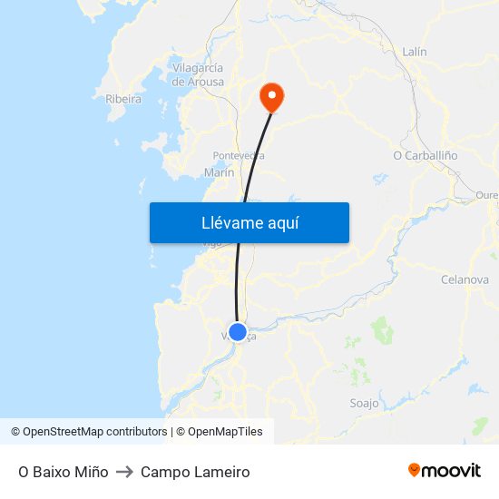 O Baixo Miño to Campo Lameiro map