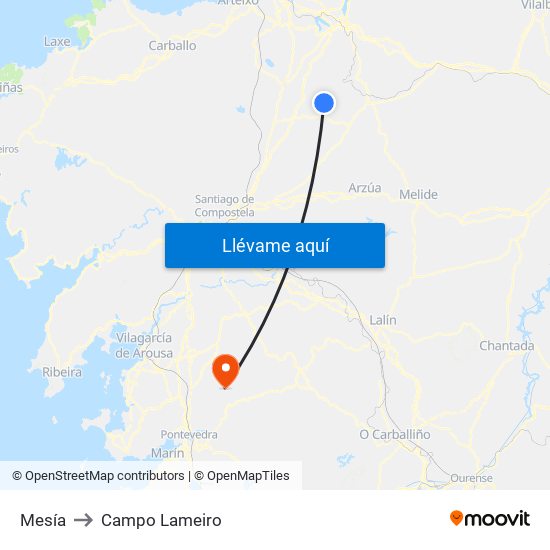 Mesía to Campo Lameiro map