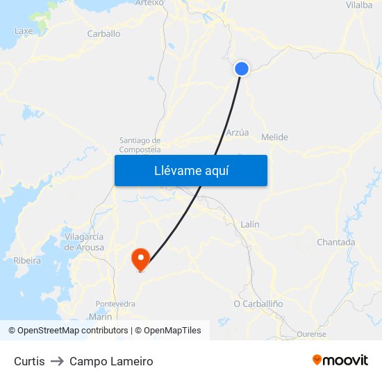 Curtis to Campo Lameiro map
