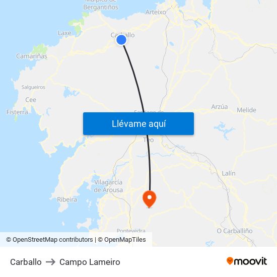 Carballo to Campo Lameiro map