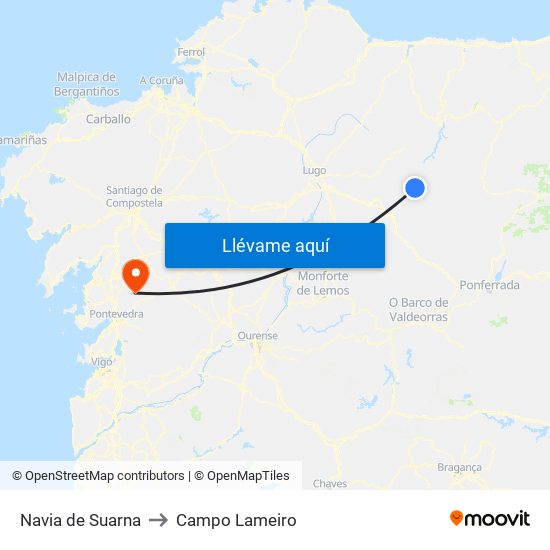 Navia de Suarna to Campo Lameiro map