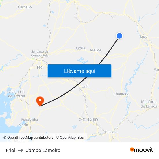 Friol to Campo Lameiro map