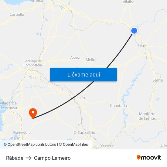 Rábade to Campo Lameiro map