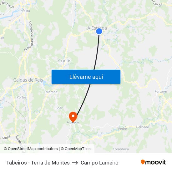 Tabeirós - Terra de Montes to Campo Lameiro map
