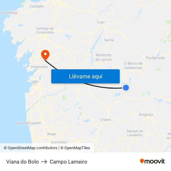 Viana do Bolo to Campo Lameiro map