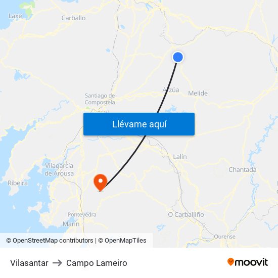 Vilasantar to Campo Lameiro map
