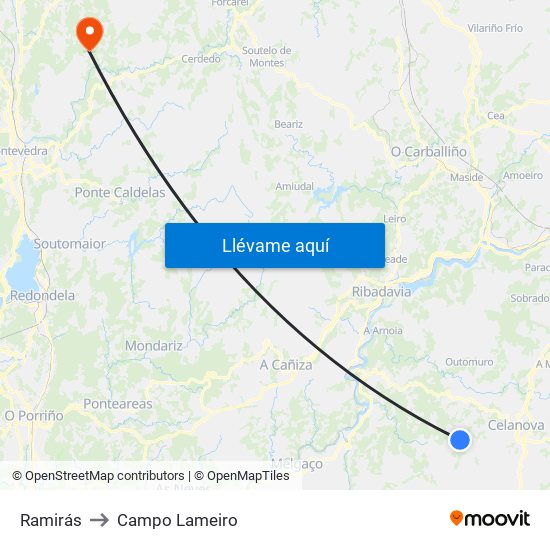 Ramirás to Campo Lameiro map