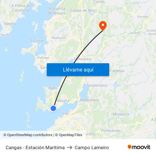 Cangas - Estación Marítima to Campo Lameiro map