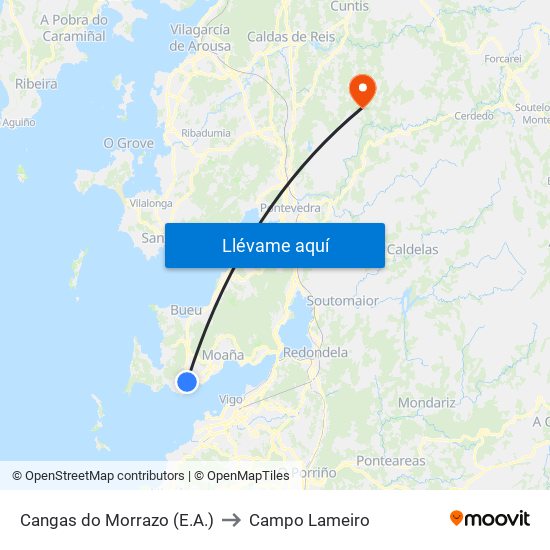 Cangas do Morrazo (E.A.) to Campo Lameiro map
