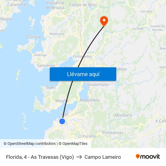Florida, 4 - As Travesas (Vigo) to Campo Lameiro map