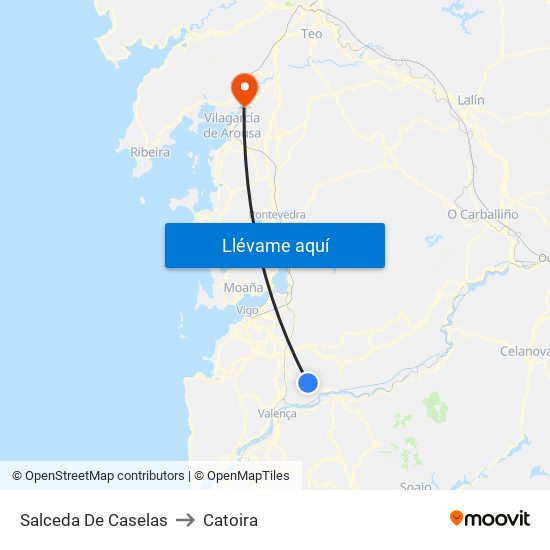 Salceda De Caselas to Catoira map