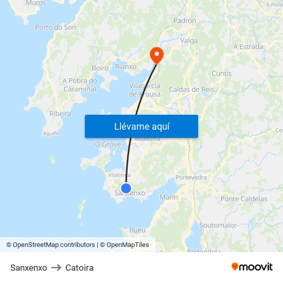 Sanxenxo to Catoira map