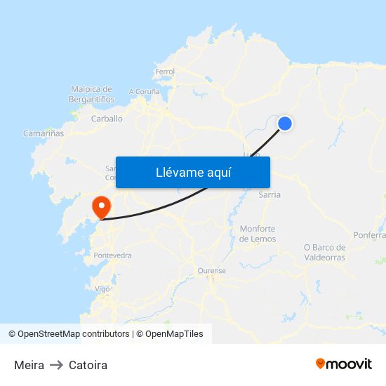 Meira to Catoira map
