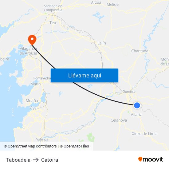 Taboadela to Catoira map