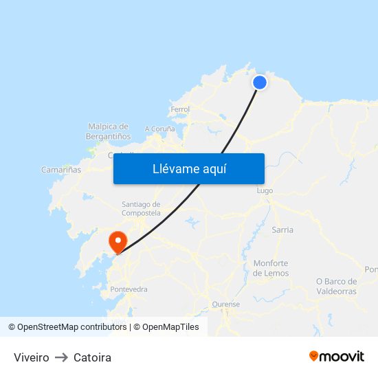 Viveiro to Catoira map