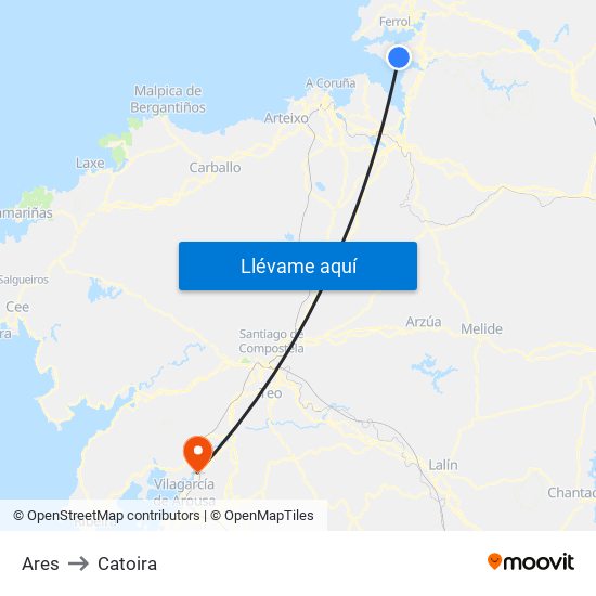 Ares to Catoira map