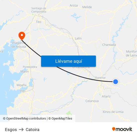 Esgos to Catoira map