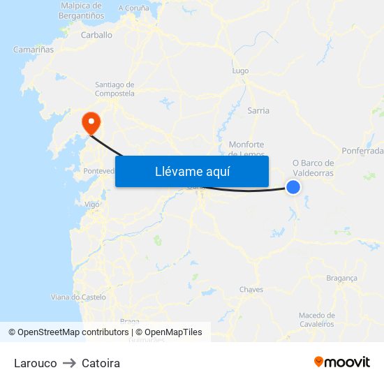 Larouco to Catoira map