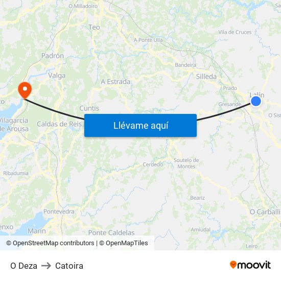 O Deza to Catoira map