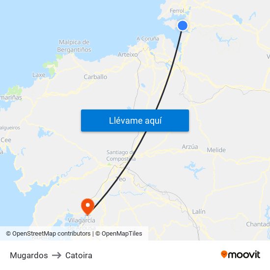 Mugardos to Catoira map