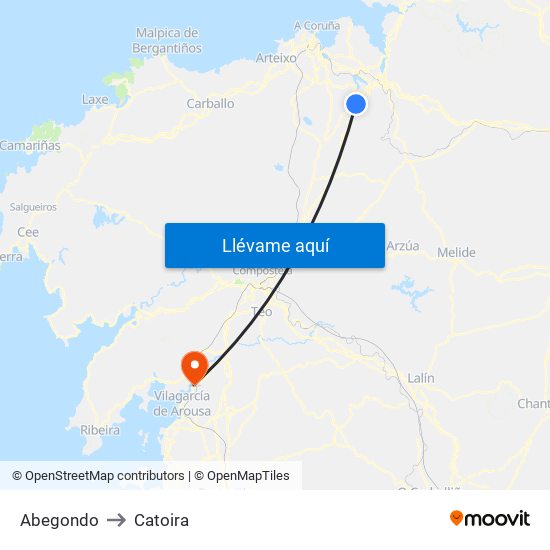 Abegondo to Catoira map