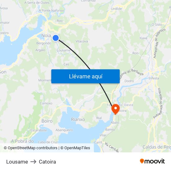 Lousame to Catoira map