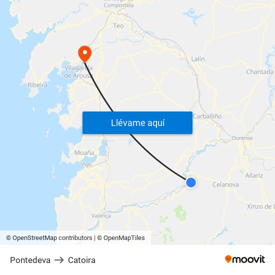 Pontedeva to Catoira map