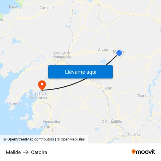 Melide to Catoira map