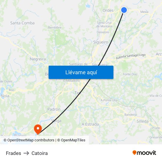 Frades to Catoira map