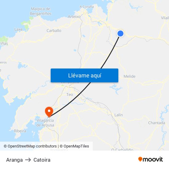 Aranga to Catoira map