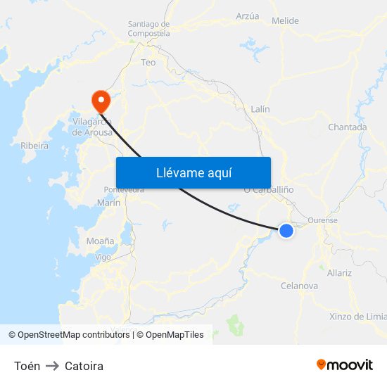 Toén to Catoira map