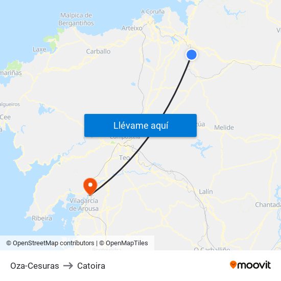 Oza-Cesuras to Catoira map