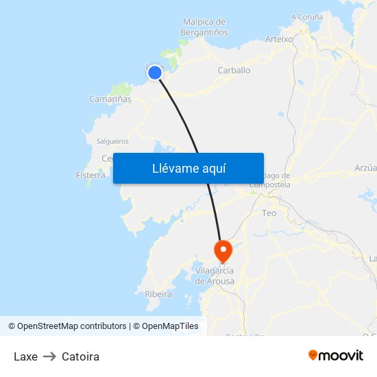 Laxe to Catoira map