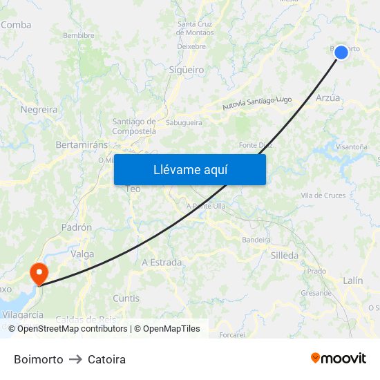 Boimorto to Catoira map