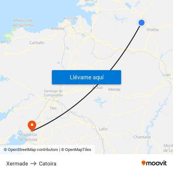 Xermade to Catoira map