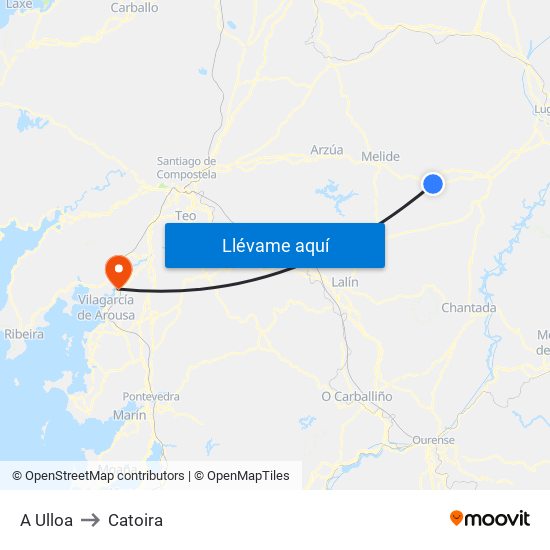 A Ulloa to Catoira map