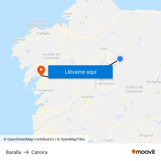 Baralla to Catoira map