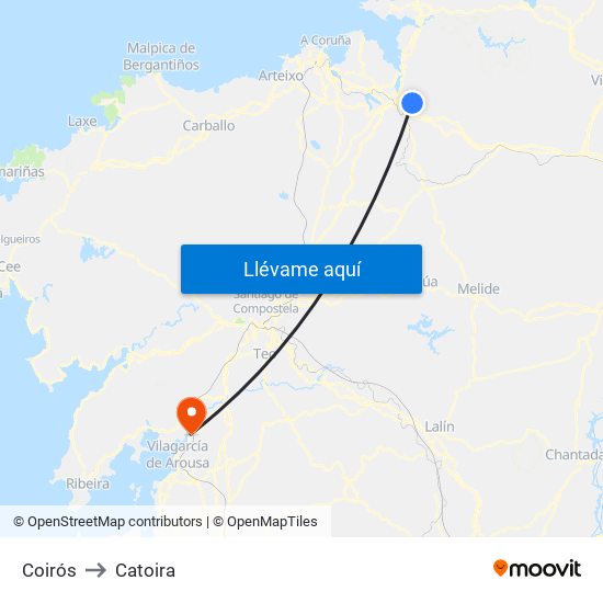 Coirós to Catoira map