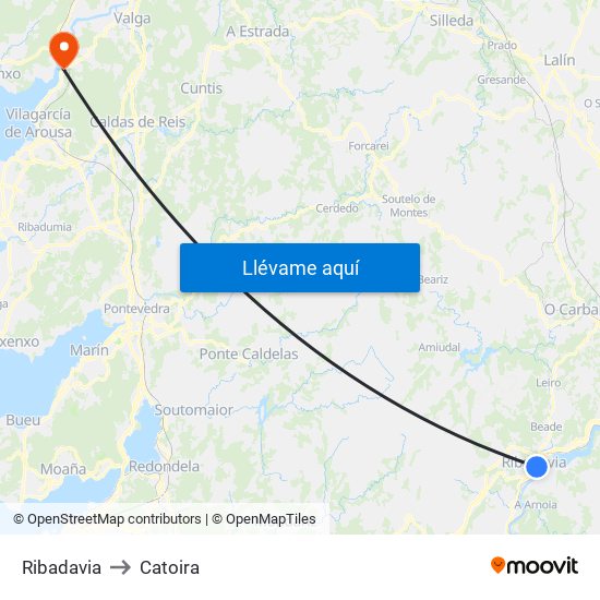 Ribadavia to Catoira map