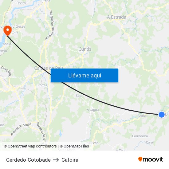 Cerdedo-Cotobade to Catoira map