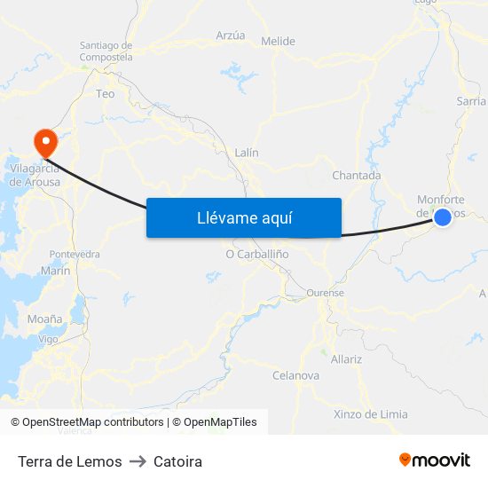 Terra de Lemos to Catoira map