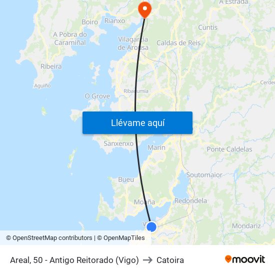 Areal, 50 - Antigo Reitorado (Vigo) to Catoira map