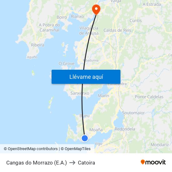 Cangas do Morrazo (E.A.) to Catoira map