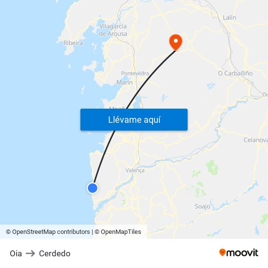 Oia to Cerdedo map