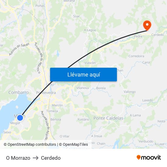 O Morrazo to Cerdedo map