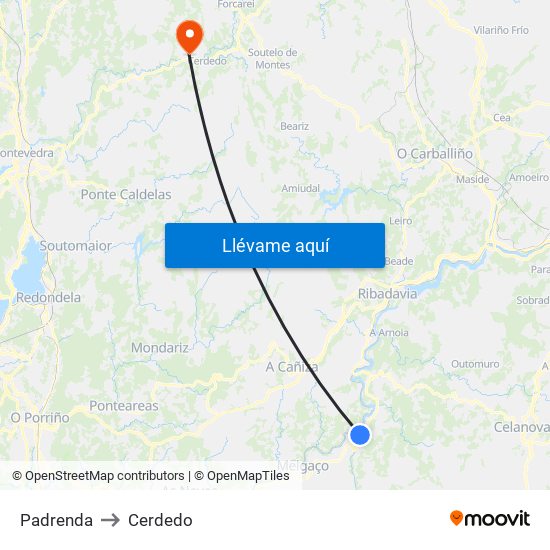Padrenda to Cerdedo map