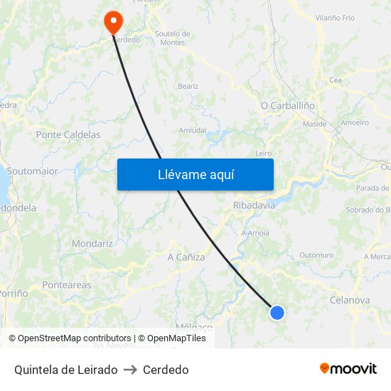 Quintela de Leirado to Cerdedo map