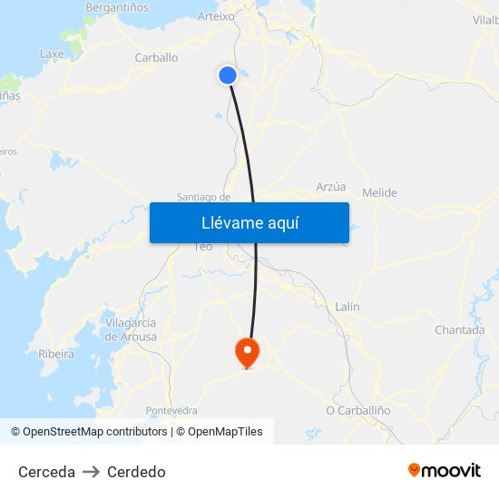 Cerceda to Cerdedo map