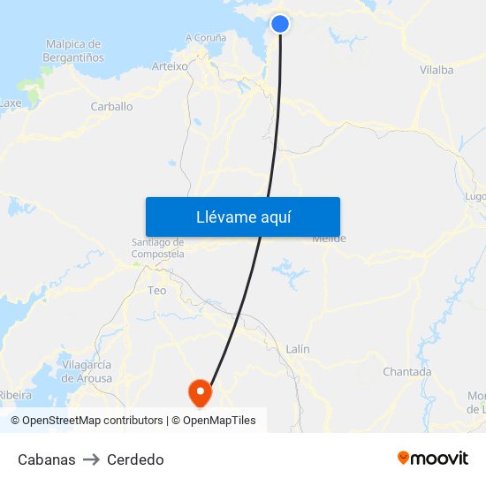 Cabanas to Cerdedo map